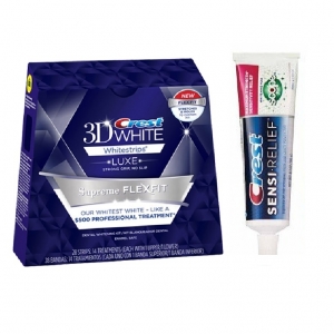 Отбеливающие полоски Crest Supreme FlexFit и зубная паста Crest Sensi Relief