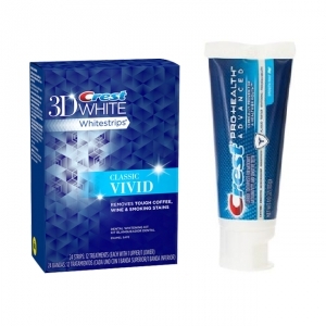 Отбеливающие полоски Vivid и зубная паста Crest Pro-Health
